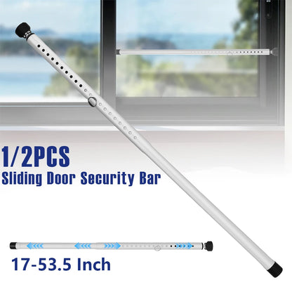1/2Pcs Sliding Door Security Bar 17-53.5 Inch Adjustable Door Security Bar with Rubber Tips Glass Door Jammer for Home Apartment