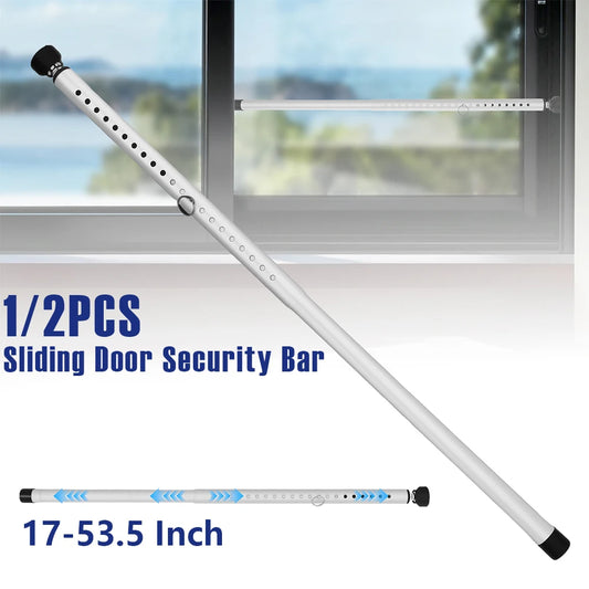 1/2Pcs Sliding Door Security Bar 17-53.5 Inch Adjustable Door Security Bar with Rubber Tips Glass Door Jammer for Home Apartment
