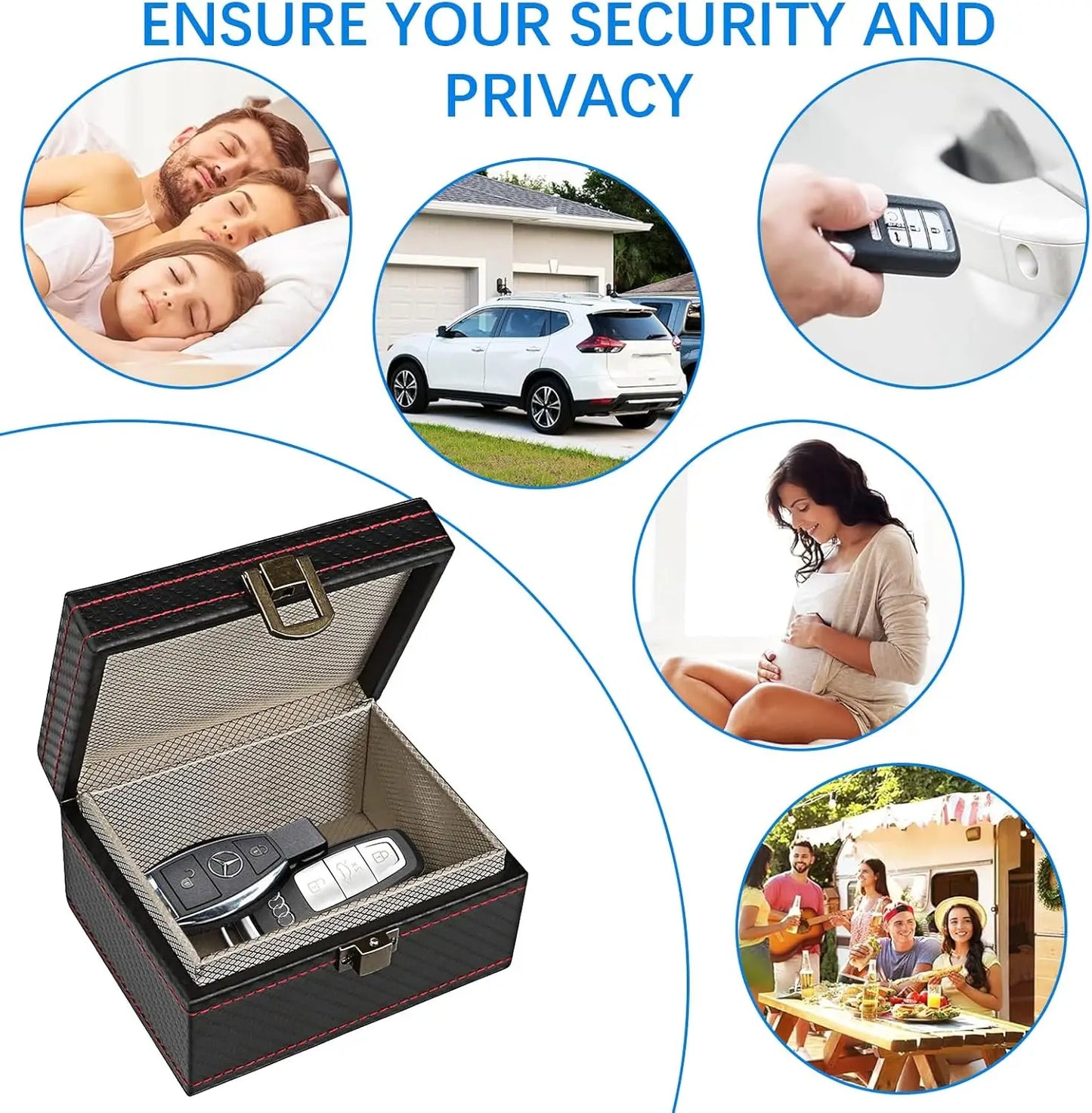 Anti Theft Faraday Box with Bag for Key Fob Cage RFID Faraday Key Fob Protector Radiation-proof Mobile Phone Box Car Keyless