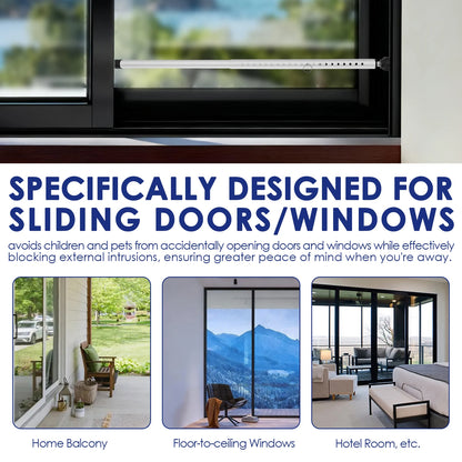 1/2Pcs Sliding Door Security Bar 17-53.5 Inch Adjustable Door Security Bar with Rubber Tips Glass Door Jammer for Home Apartment