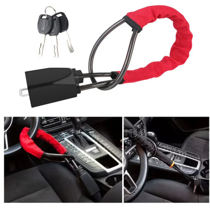 Universal Anti-theft Device Car Steering Wheel Lock Safety Belt Buckle Lock Steel Cable Lock Steel Wire Rope Lock Car Security