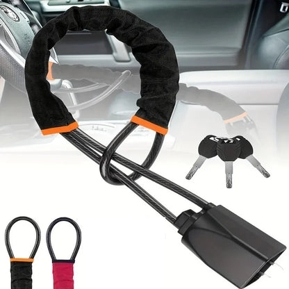 Universal Anti-theft Device Car Steering Wheel Lock Safety Belt Buckle Lock Steel Cable Lock Steel Wire Rope Lock Car Security
