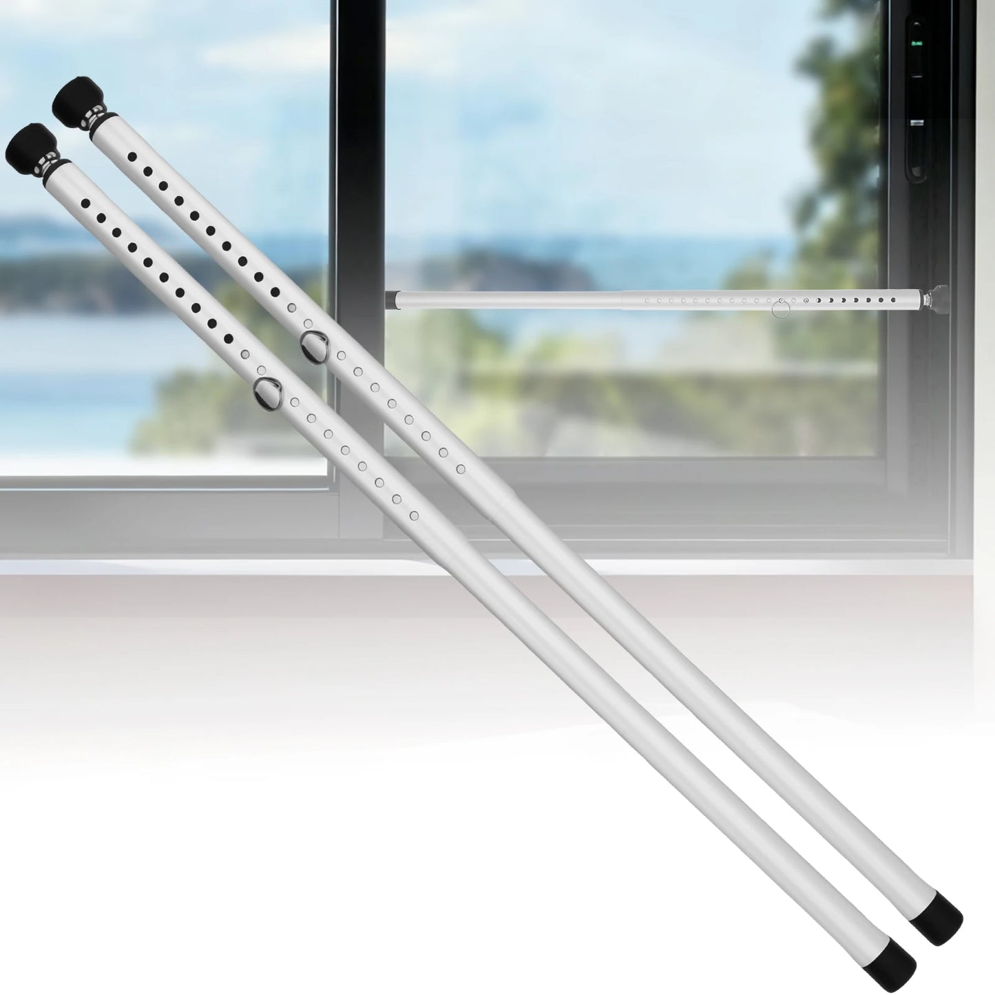 1/2Pcs Sliding Door Security Bar 17-53.5 Inch Adjustable Door Security Bar with Rubber Tips Glass Door Jammer for Home Apartment