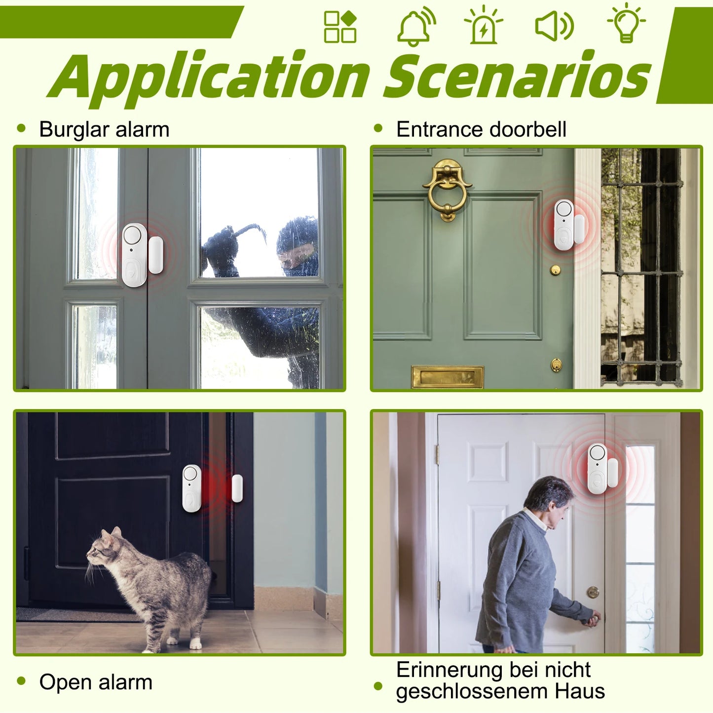 KERUI Door Window Magnets Sensor Detector with Battery 100dB Door Sensor Wireless Security Alarm for Home Working Independently