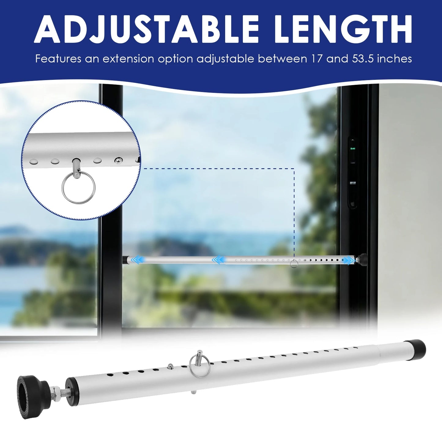 1/2Pcs Sliding Door Security Bar 17-53.5 Inch Adjustable Door Security Bar with Rubber Tips Glass Door Jammer for Home Apartment