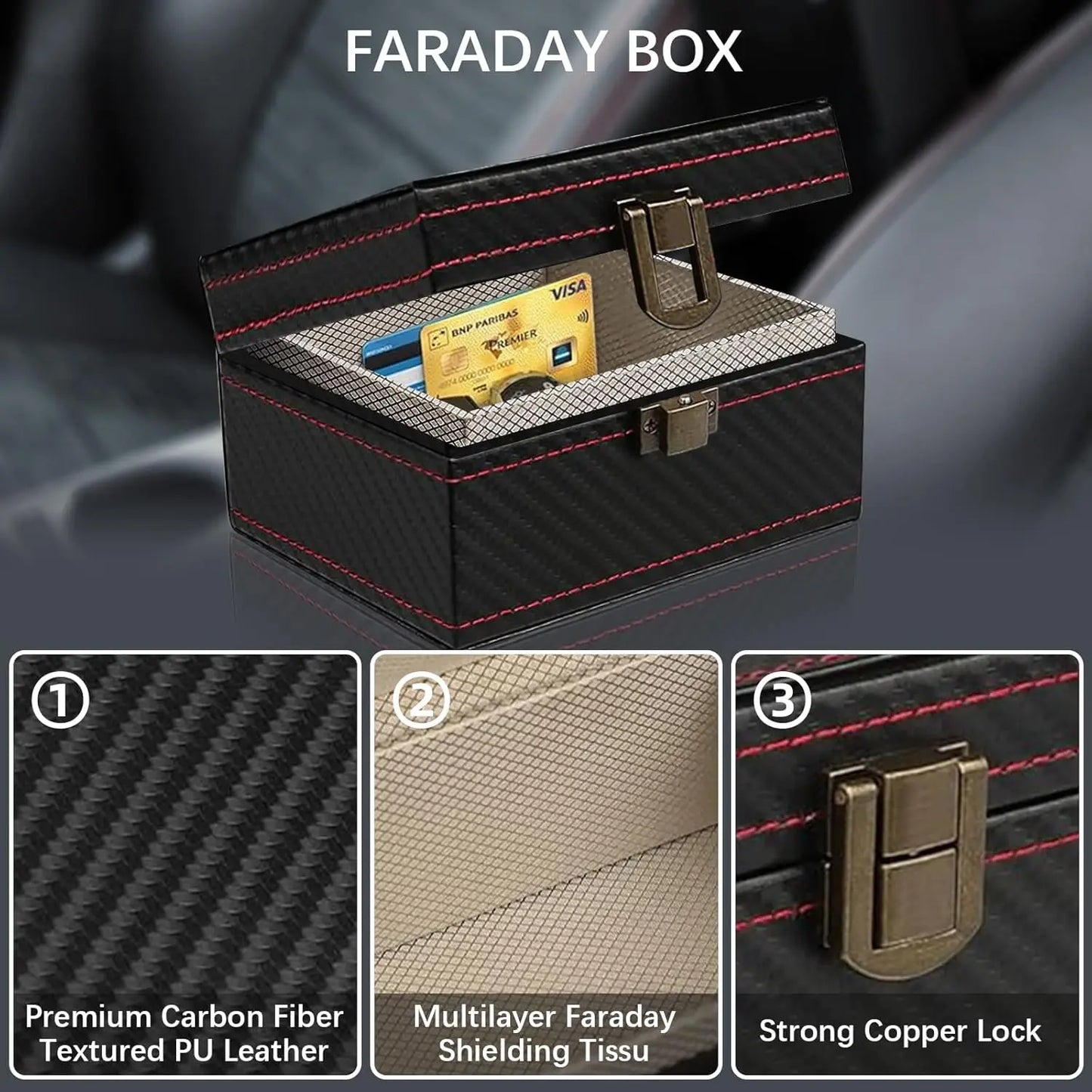 Anti Theft Faraday Box with Bag for Key Fob Cage RFID Faraday Key Fob Protector Radiation-proof Mobile Phone Box Car Keyless
