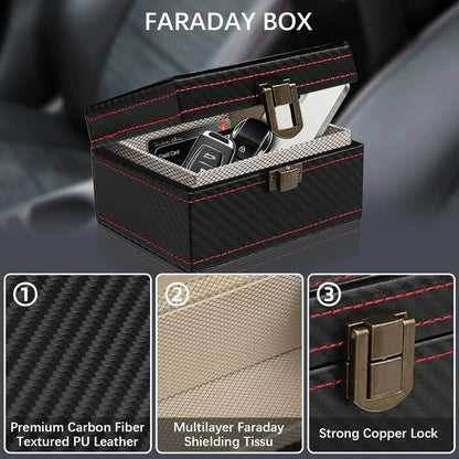 Anti Theft Faraday Box with Bag for Key Fob Cage RFID Faraday Key Fob Protector Radiation-proof Mobile Phone Box Car Keyless
