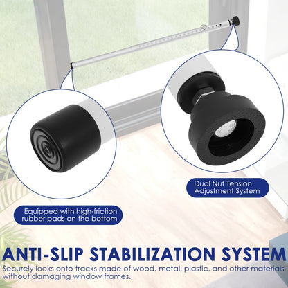 1/2Pcs Sliding Door Security Bar 17-53.5 Inch Adjustable Door Security Bar with Rubber Tips Glass Door Jammer for Home Apartment