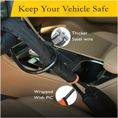 Universal Anti-theft Device Car Steering Wheel Lock Safety Belt Buckle Lock Steel Cable Lock Steel Wire Rope Lock Car Security